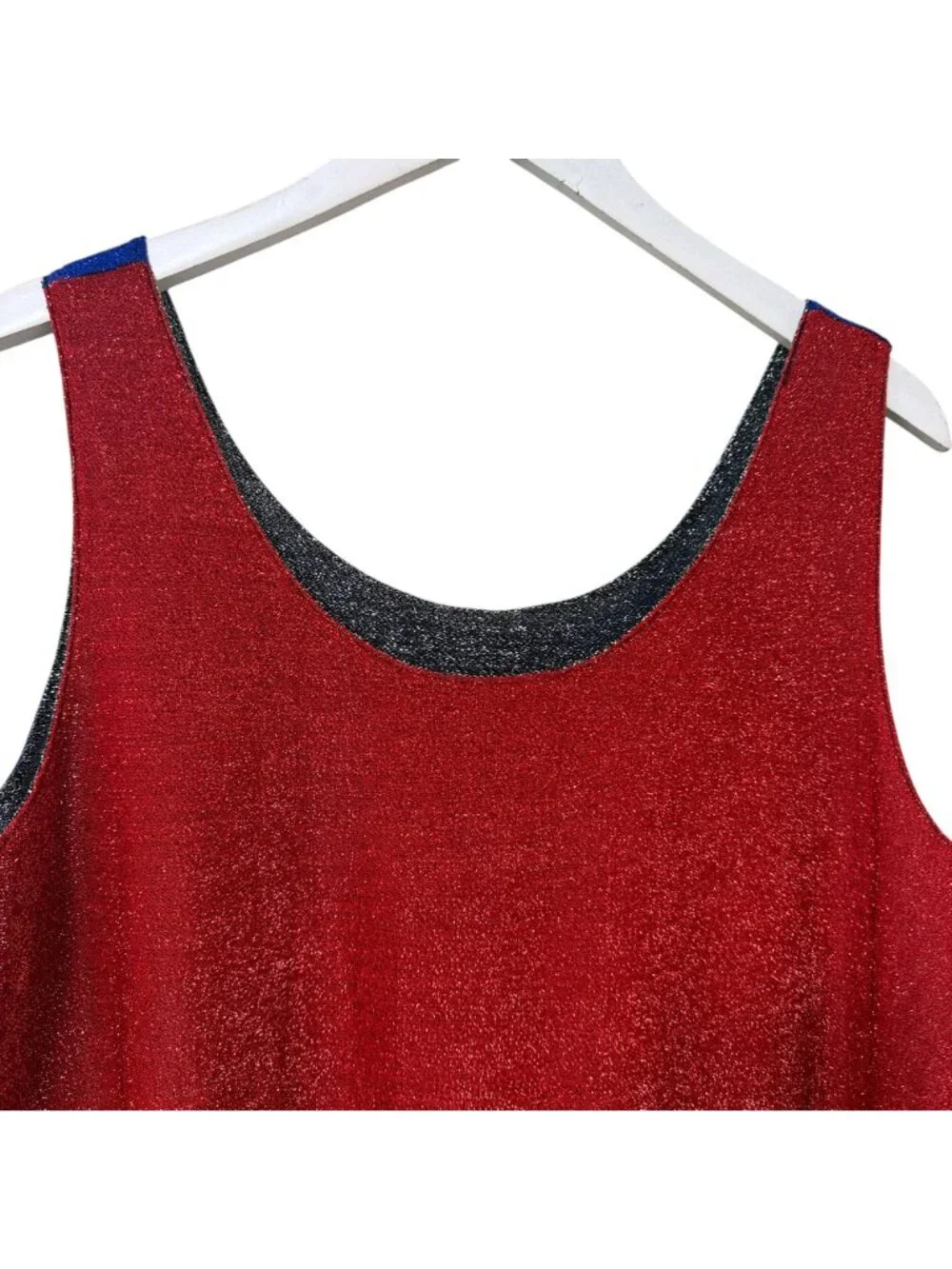 Cervelle Vintage Reversible Tank Top Large Metallic 4-Colors Harlequin Sparkle
